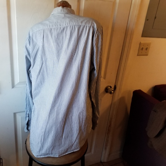 Theory ZACK Ulster button down long sleeve shirt gray striped XL - Picture 8 of 8